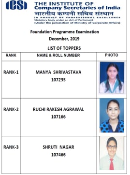 ICSI CS 2019 toppers (ICSI)