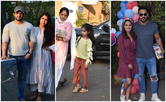 Karan Patel with wife Ankita Bhargava, Anita Hassanandani with husband Rohit Reddy, and Akshay Kumar and Twinkle Khanna’s daughter Nitara, at Ekta Kapoor’s son Ravie’s birthday party. (Varinder Chawla) Karan Patel with wife Ankita Bhargava, Anita Hassanandani with husband Rohit Reddy, and Akshay Kumar and Twinkle Khanna’s daughter Nitara, at Ekta Kapoor’s son Ravie’s birthday party. (Varinder Chawla)