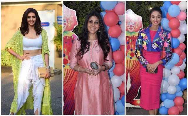 Karishma Tanna, Sakshi Tanwar and Erica Fernandes at Ravie Kapoor’s first birthday party. (Varinder Chawla) Karishma Tanna, Sakshi Tanwar and Erica Fernandes at Ravie Kapoor’s first birthday party. (Varinder Chawla)