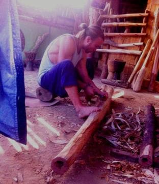 One of Mukesh’s foreign admirers learning Didgeridoo playing at his studio in Rishikesh. (Mukesh Dhiman ) One of Mukesh’s foreign admirers learning Didgeridoo playing at his studio in Rishikesh. (Mukesh Dhiman )