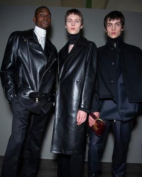 Dunhill Fall Winter 2020 men’s collection had black leather blazers, leather trench coats and more. (Instagram/ alfreddunhill) Dunhill Fall Winter 2020 men’s collection had black leather blazers, leather trench coats and more. (Instagram/ alfreddunhill)