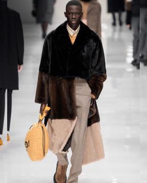 Fendi Fall Winter 2020 men’s collection had sleek faux fur coats. (Instagram/ sock.khadim) Fendi Fall Winter 2020 men’s collection had sleek faux fur coats. (Instagram/ sock.khadim)