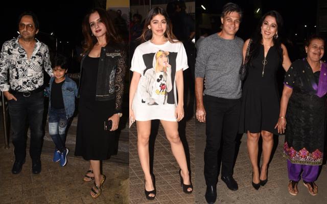 Farhan Furniturewala with family, Alaya F, Pooja Bedi with Maneck Contractor at Jawaani Jaaneman screening. (Varinder Chawla) Farhan Furniturewala with family, Alaya F, Pooja Bedi with Maneck Contractor at Jawaani Jaaneman screening. (Varinder Chawla)
