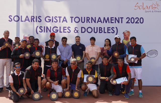 City-based National seniors tennis campion Nitten Kirrtane (45+), Ajay Kama (55+) and Shrikant Parekh (65+) bagged a double crown each on day when Pune players bagged eight of the twelve titles at the 2nd Solaris Cup Senior National tennis tournament at Solaris courts, Mayur Colony on Wednesday (HT PHOTO)