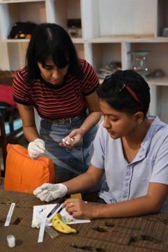 Shreya Josh, who runs the Tender Pokes studio in Delhi, also holds workshops for aspiring stick-and-poke artists. ‘They use bananas as practice skins, before tattooing themselves,’ says Josh. ‘It helps if your friends will let you work on them too.’