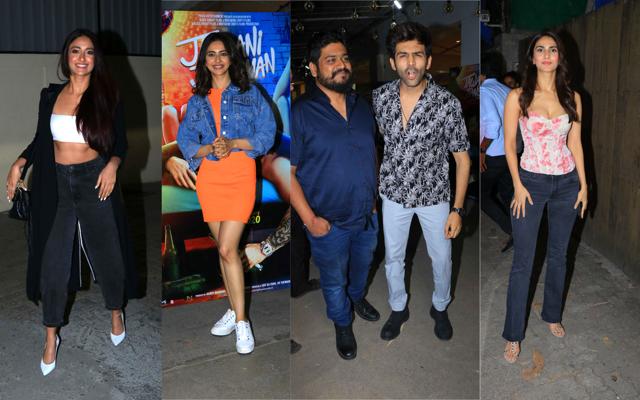 Ileana D’Cruz, Rakul Preet Singh, Kartik Aaryan and Vaani Kapoor at Jawaani Jaaneman screening. (Varinder Chawla ) Ileana D’Cruz, Rakul Preet Singh, Kartik Aaryan and Vaani Kapoor at Jawaani Jaaneman screening. (Varinder Chawla )