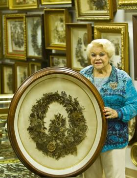 Leila Cohoon at her museum of hair art in Missouri.