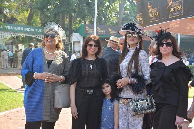 (From left) Zinia Lawyer, Simone Pundole, her daughter Aryiana, Malti Jain, and Behroze Poonawalla at the derby. (From left) Zinia Lawyer, Simone Pundole, her daughter Aryiana, Malti Jain, and Behroze Poonawalla at the derby.