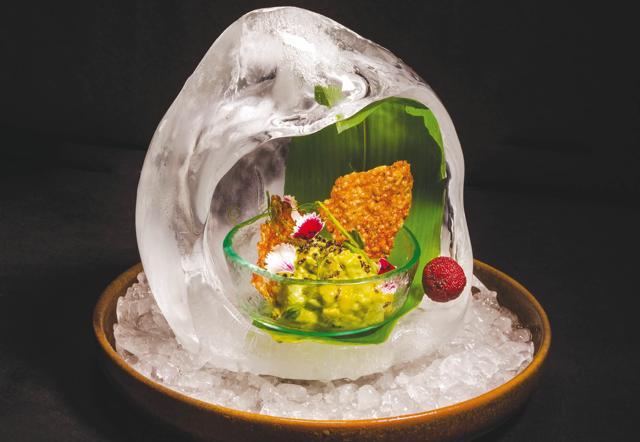 Avocado and yuzu kosho tartare with sichimi rice crisp and crispy quinoa Avocado and yuzu kosho tartare with sichimi rice crisp and crispy quinoa