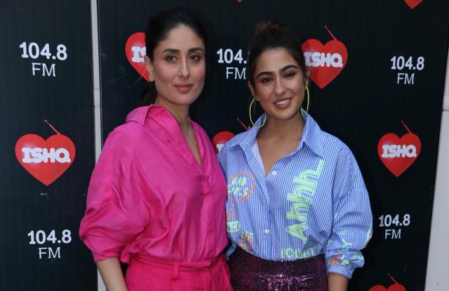 Sara Ali Khan and Kareena Kapoor seen at Mehboob studio. (IANS) Sara Ali Khan and Kareena Kapoor seen at Mehboob studio. (IANS)