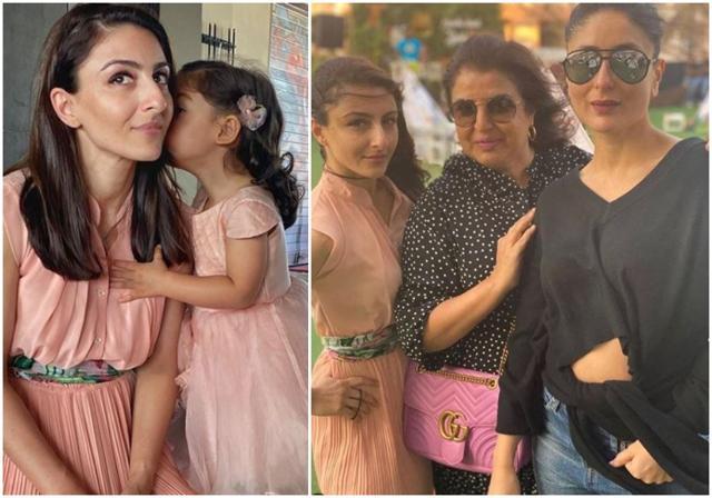 Soha Ali Khan and her daughter Inaaya are party-ready; Soha with Farah Khan Kunder and Kareena Kapoor Khan. Soha Ali Khan and her daughter Inaaya are party-ready; Soha with Farah Khan Kunder and Kareena Kapoor Khan.