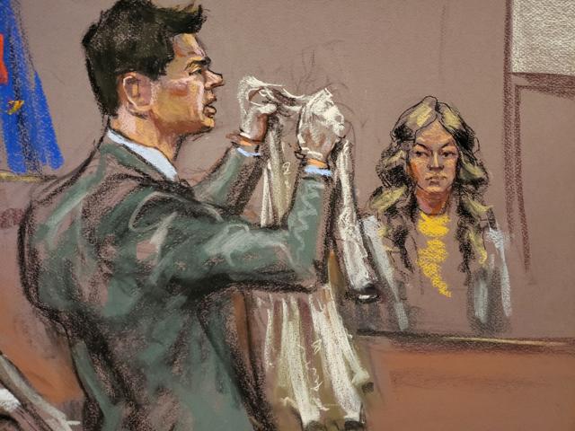 Lauren Young is shown a dress by attorney Damon Cheronis on cross examination during film producer Harvey Weinstein's sexual assault trial at New York Criminal Court. (REUTERS) Lauren Young is shown a dress by attorney Damon Cheronis on cross examination during film producer Harvey Weinstein's sexual assault trial at New York Criminal Court. (REUTERS)