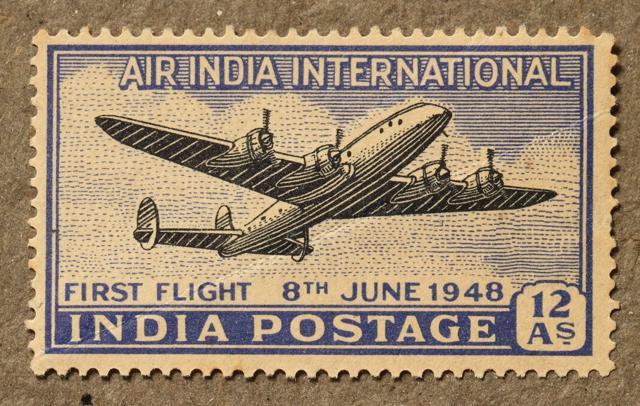 India’s first international flight, is commemorated on a stamp. (HT FILE) India’s first international flight, is commemorated on a stamp. (HT FILE)