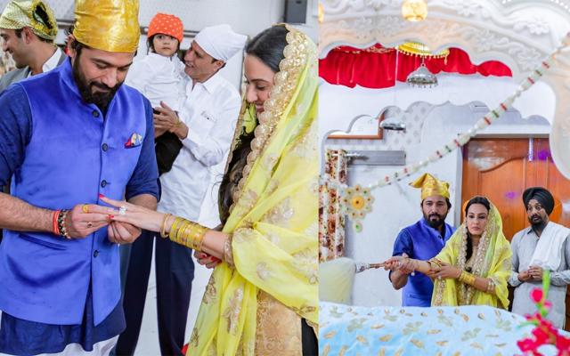 Shalabh Dang and Kamya Panjabi get engaged in a gurudwara. Shalabh Dang and Kamya Panjabi get engaged in a gurudwara.