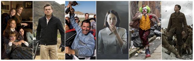 This combination photo shows scenes from six Oscar nominated films: Little Women, Once Upon a Time... in Hollywood, Ford v. Ferrari, Parasite, Joker, and 1917. (AP) This combination photo shows scenes from six Oscar nominated films: Little Women, Once Upon a Time... in Hollywood, Ford v. Ferrari, Parasite, Joker, and 1917. (AP)