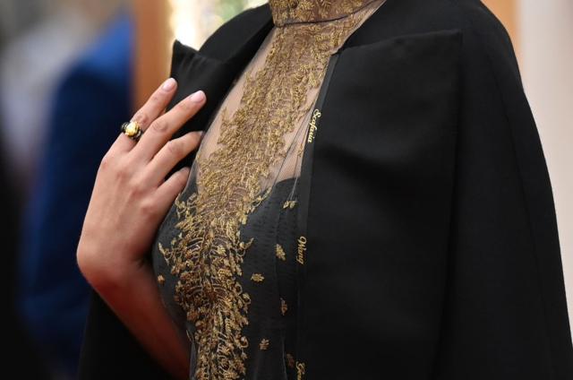 Natalie Portman’s cape in close up.