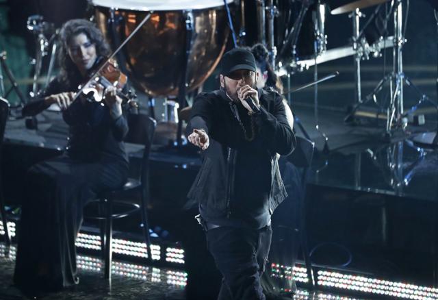 Eminem performs Lose Yourself during the Oscars show at the 92nd Academy Awards. (REUTERS) Eminem performs Lose Yourself during the Oscars show at the 92nd Academy Awards. (REUTERS)