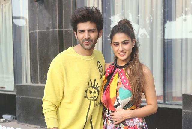 Actors Kartik Aaryan and Sara Ali Khan during the promotions of upcoming film Love Aaj Kal 2. (IANS) Actors Kartik Aaryan and Sara Ali Khan during the promotions of upcoming film Love Aaj Kal 2. (IANS)