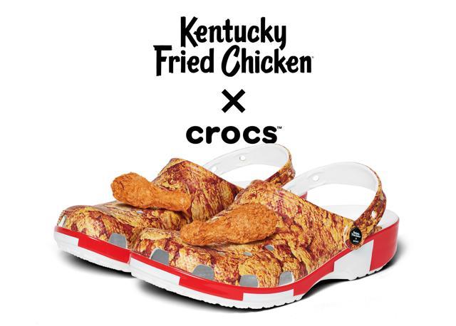 KFC partnered with Crocs to introduce this spring’s hottest shoes – Kentucky Fried Chicken® X Crocs™ Clogs. Featuring a realistic Kentucky Fried Chicken pattern and a nod to the iconic red-striped bucket, the Kentucky Fried Chicken X Crocs Classic Clog will be available for consumer purchase spring 2020. (KFC) KFC partnered with Crocs to introduce this spring’s hottest shoes – Kentucky Fried Chicken® X Crocs™ Clogs. Featuring a realistic Kentucky Fried Chicken pattern and a nod to the iconic red-striped bucket, the Kentucky Fried Chicken X Crocs Classic Clog will be available for consumer purchase spring 2020. (KFC)