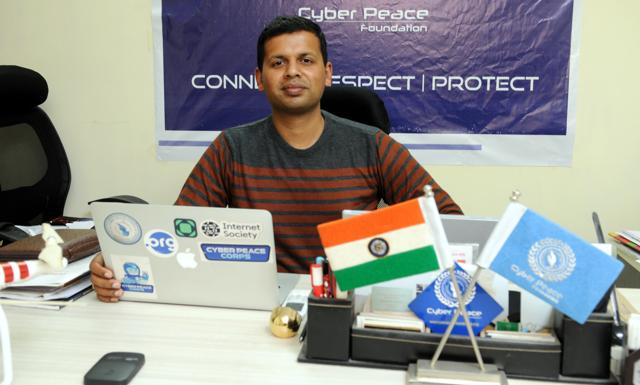 Vineet Kumar runs the Cyber Peace Foundation, which works with governments to spread awareness about cyber crime and cyber safety, starting at the grassroot level. (Diwakar Prasad / HT Photo)