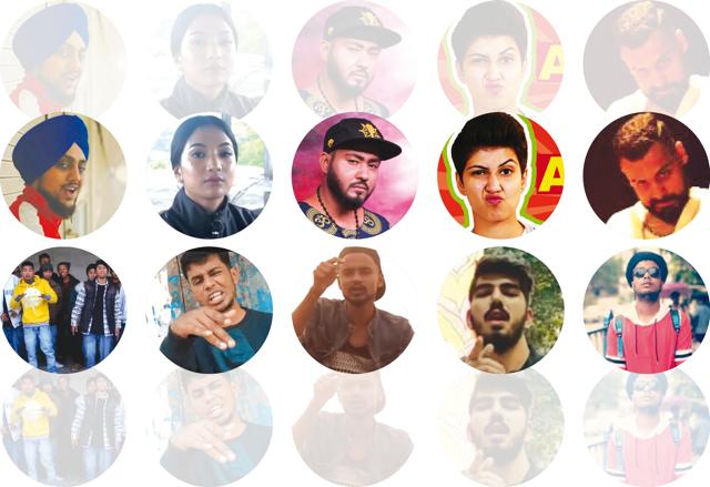 (Clockwise from top left) Sikander Kahlon, Meba Ofilia, Shloka, Siri, Bali, Cizzy, Ahmer, Island Warrior, Fejo, and Khasi Bloodz are few of the strongest voices in regional rap scene today