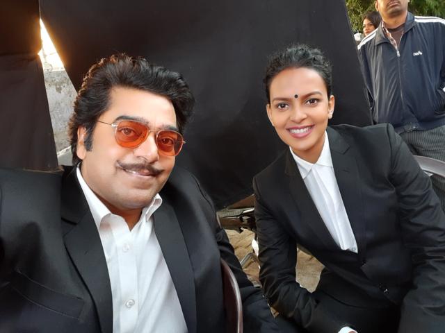 Ashutosh Rana and Bidita Bag during the shoot of Lakreeien. (Sourced)