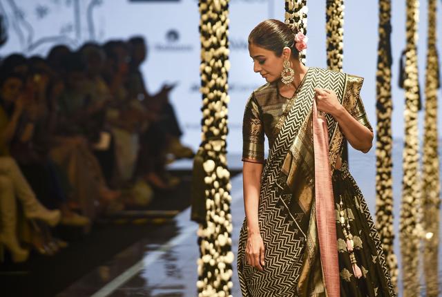 Bollywood actor Tabu walks the ramp showcasing the creation by designer Gaurang at the Lakmé Fashion Week (LFW). (PTI) Bollywood actor Tabu walks the ramp showcasing the creation by designer Gaurang at the Lakmé Fashion Week (LFW). (PTI)