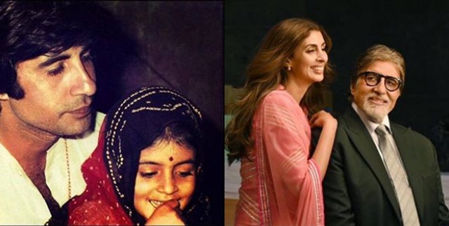 Amitabh Bachchan with Shweta Bachchan.