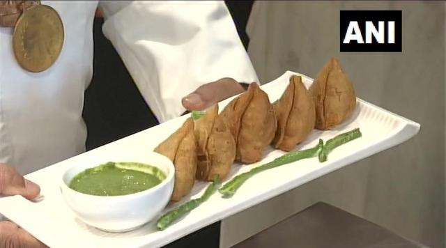 A picture of the broccoli samosas served at Sabarmati Ashram.