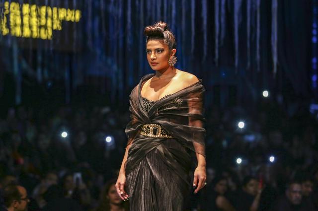 Priyanka Chopra Jonas walks the ramp during Blenders Pride Fashion Tour, in Mumbai, Saturday. (PTI) Priyanka Chopra Jonas walks the ramp during Blenders Pride Fashion Tour, in Mumbai, Saturday. (PTI)