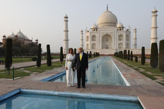 U.S. President Donald Trump, and first lady Melania Trump visit the Taj Mahal. (AP)