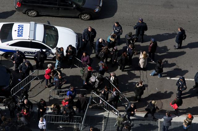 Police, lawyers and media assemble outside of New York County Criminal Court following film producer Harvey Weinstein's guilty verdict in his sexual assault trial. (REUTERS) Police, lawyers and media assemble outside of New York County Criminal Court following film producer Harvey Weinstein's guilty verdict in his sexual assault trial. (REUTERS)
