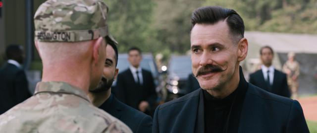 This image released by Paramount Pictures shows Neal McDonough, left, and Jim Carrey in a scene from Sonic the Hedgehog. (AP) This image released by Paramount Pictures shows Neal McDonough, left, and Jim Carrey in a scene from Sonic the Hedgehog. (AP)
