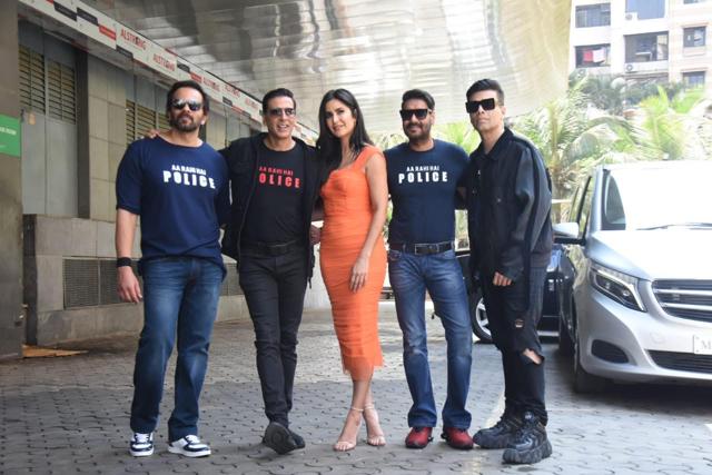 Team Sooryavanshi at the trailer launch in Mumbai today. Team Sooryavanshi at the trailer launch in Mumbai today.