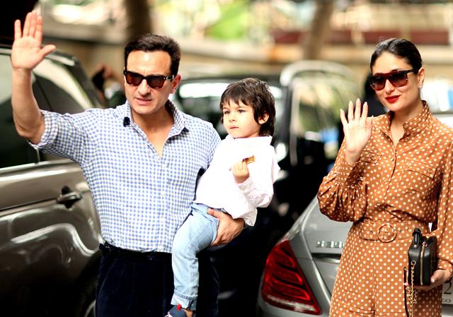Bollywood actor Saif Ali Khan and wife Kareena Kapoor Khan with their son Taimur.
