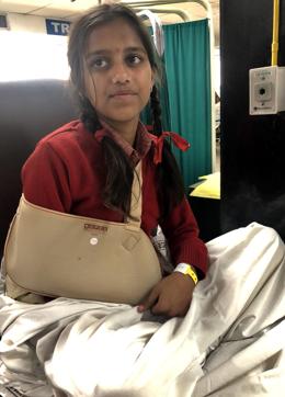 An injured student under treatment at DMCH, Ludhiana, on Tuesday. (Gurpreet Singh/HT) An injured student under treatment at DMCH, Ludhiana, on Tuesday. (Gurpreet Singh/HT)