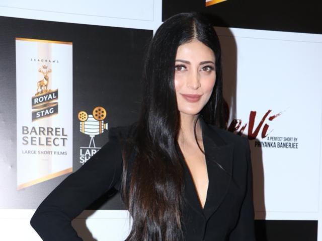 Mumbai: Actress Shruti Haasan at the screening of her upcoming short film "Devi" in Mumbai on March 2, 2020. (Photo: IANS) (IANS) Mumbai: Actress Shruti Haasan at the screening of her upcoming short film "Devi" in Mumbai on March 2, 2020. (Photo: IANS) (IANS)