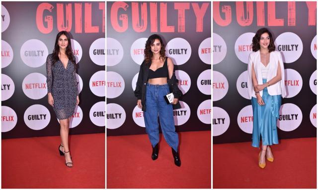Vaani Kapoor, Patralekha and Mehrene Kaur Pirzada at the screening. Vaani Kapoor, Patralekha and Mehrene Kaur Pirzada at the screening.