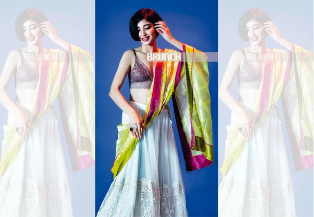 Bra top, H&M; dupatta, Ikaya; lehanga skirt, Indya; ring and earrings, Zyra (Shivamm Paathak) Bra top, H&M; dupatta, Ikaya; lehanga skirt, Indya; ring and earrings, Zyra (Shivamm Paathak)