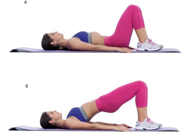 Glute bridges would be the way to train the gluteus muscles as well as the core (Shutterstock) Glute bridges would be the way to train the gluteus muscles as well as the core (Shutterstock)