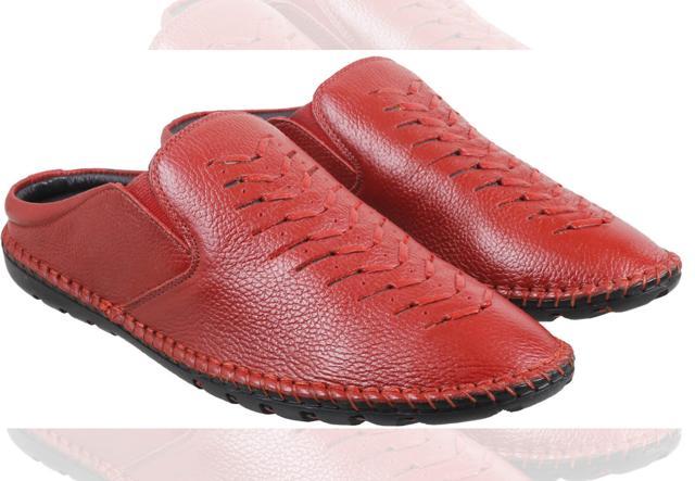 Red leather loafers by Metro Red leather loafers by Metro
