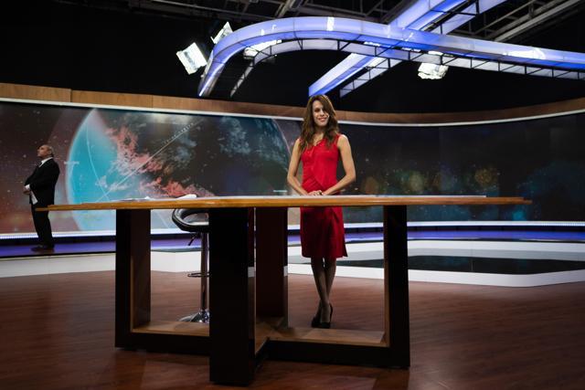 In this March 5, 2020 photo, Diana Zurco poses for a photo at the table for news anchors during a rehearsal for her debut as the country’s first transgender newscaster, in Buenos Aires, Argentina. Her job as a co-anchor of Public Television's prime time evening news program is a milestone for an excluded community that is often the target of violence and has a life expectancy roughly half that of the rest of the population. (AP Photo/Victor R. Caivano) (AP) In this March 5, 2020 photo, Diana Zurco poses for a photo at the table for news anchors during a rehearsal for her debut as the country’s first transgender newscaster, in Buenos Aires, Argentina. Her job as a co-anchor of Public Television's prime time evening news program is a milestone for an excluded community that is often the target of violence and has a life expectancy roughly half that of the rest of the population. (AP Photo/Victor R. Caivano) (AP)