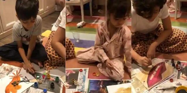 Ayushmann Khurrana’s family paints together. Ayushmann Khurrana’s family paints together.