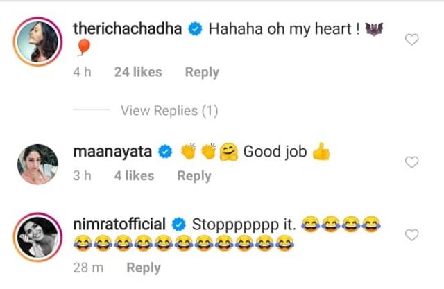 Richa Chadha left a sweet comment on Ali Fazal’s Instagram post. Richa Chadha left a sweet comment on Ali Fazal’s Instagram post.