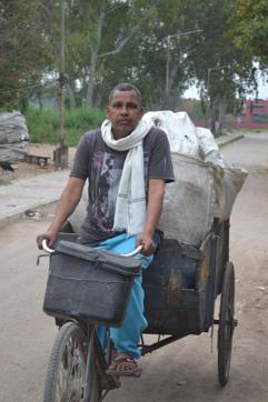 Suresh Kumar, 47, goes about his work on Tuesday. (HT PHOTO)