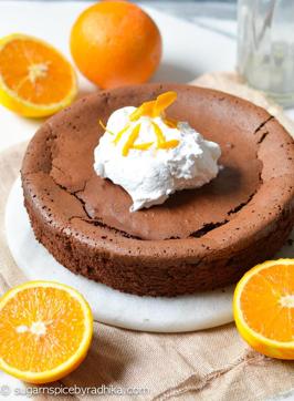 Radhika Malhotra Arora suggests to serve the flourless chocolate orange cake with whipped cream or vanilla ice cream and some chocolate glaze Radhika Malhotra Arora suggests to serve the flourless chocolate orange cake with whipped cream or vanilla ice cream and some chocolate glaze