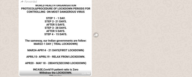 The false claim is being shared on WhatsApp,