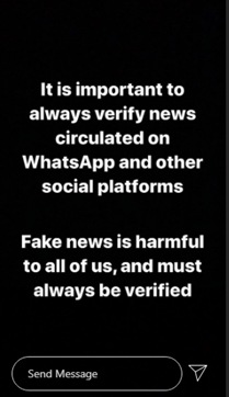 A screenshot from Insta story shared by Ratan Tata.