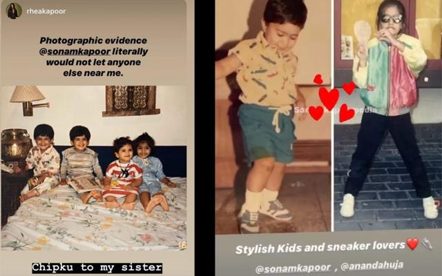 Mohit and Akshay Marwah with Rhea and Sonam Kapoor (left), a fan-made collage of Anand Ahuja and Sonam Kapoor’s childhood pictures. Mohit and Akshay Marwah with Rhea and Sonam Kapoor (left), a fan-made collage of Anand Ahuja and Sonam Kapoor’s childhood pictures.