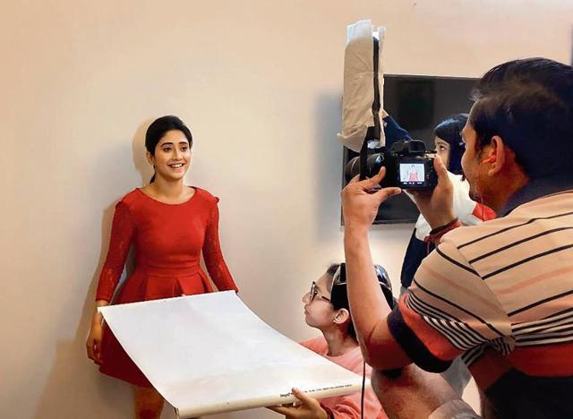 TV actor Shivangi Joshi shooting at her home in Dehradun.